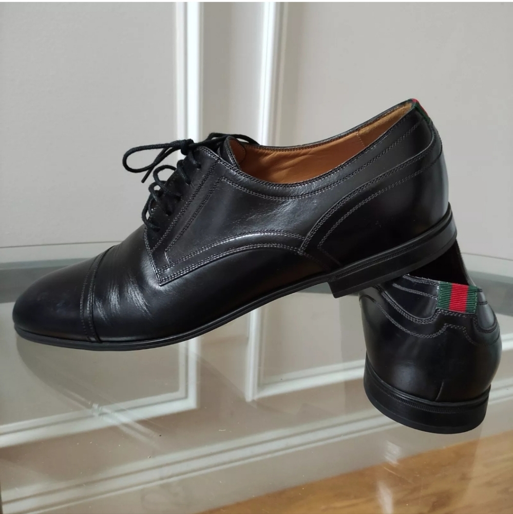 Gucci Oxford Dress Shoes Black Leather Men's Gucci Size Men's 11.5